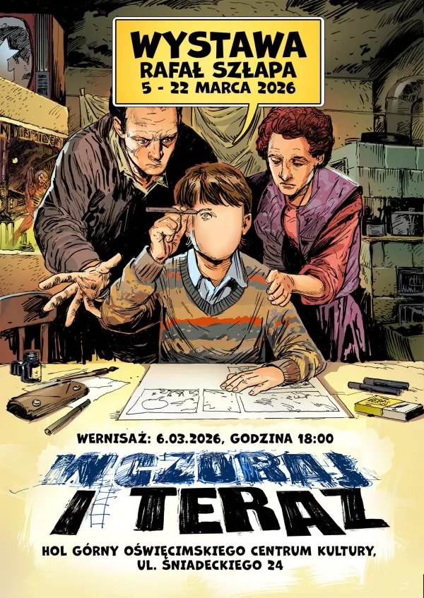 „Wczoraj i teraz" - Rafał Szłapa z wystawą komiksową w Oświęcimiu